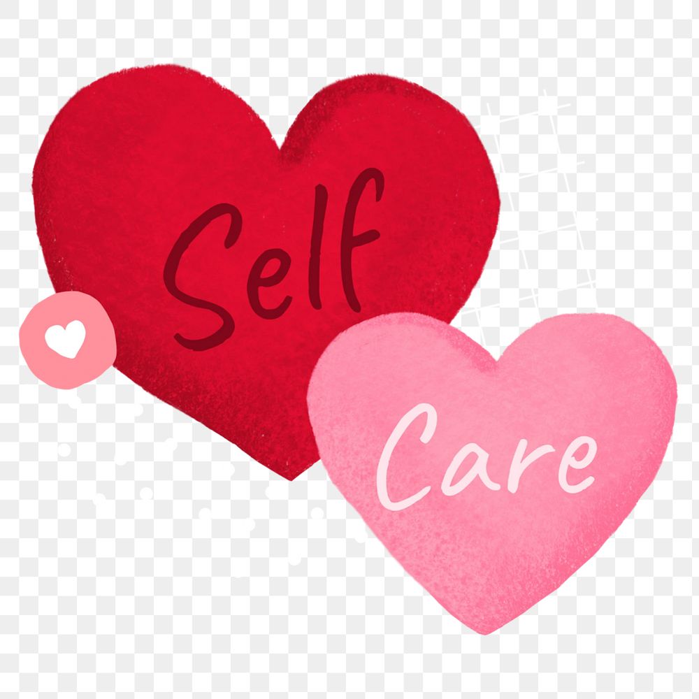Self-care hearts  png sticker, transparent background
