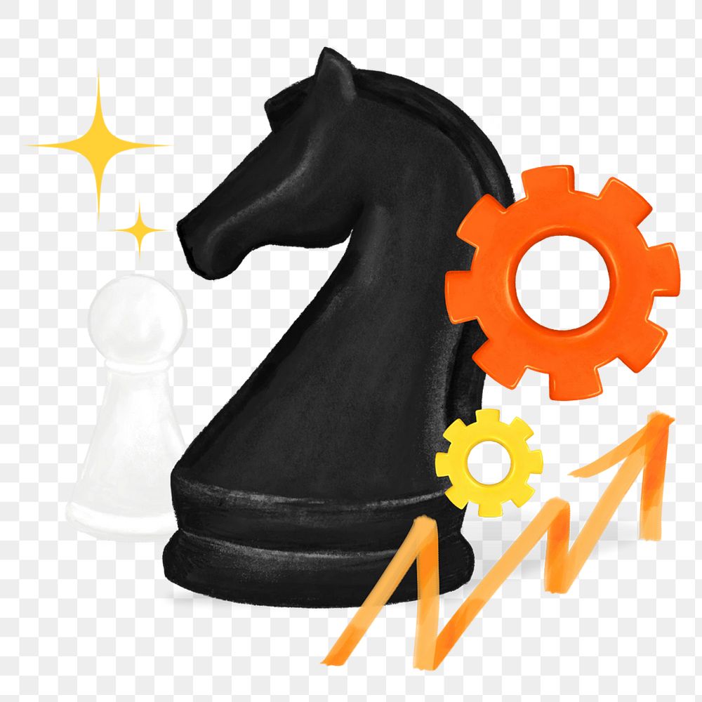 Knight chess piece png, business strategy remix, transparent background