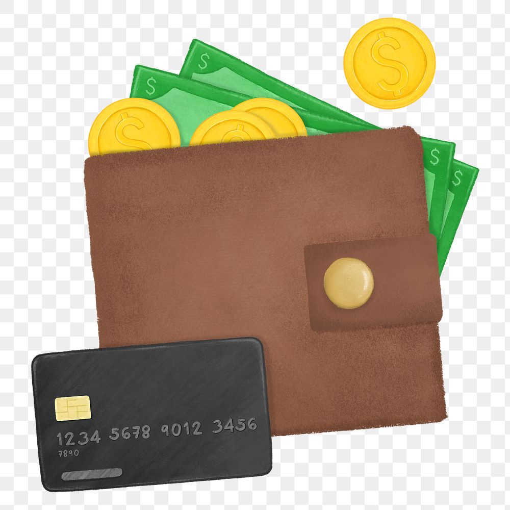 Money wallet png, credit card, finance remix, transparent background