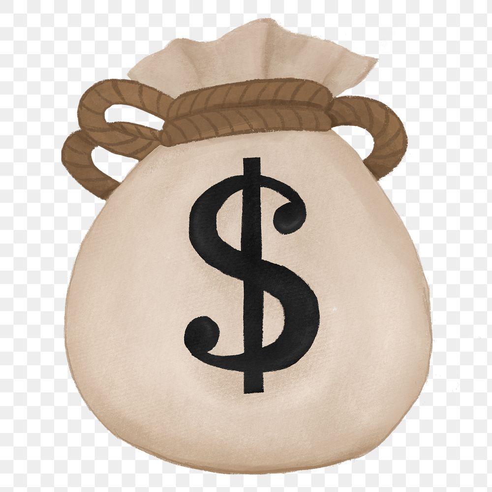 Money bag png illustration, transparent background