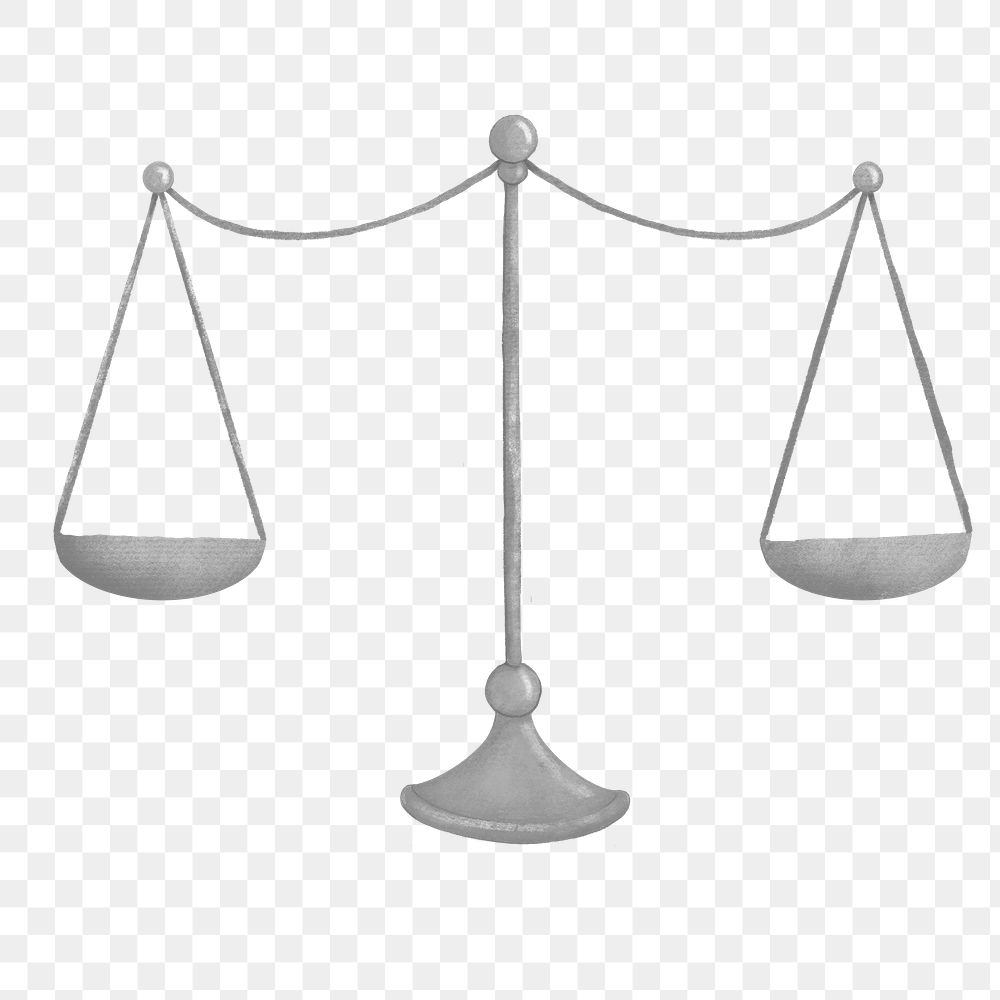 Silver justice scales png, transparent background