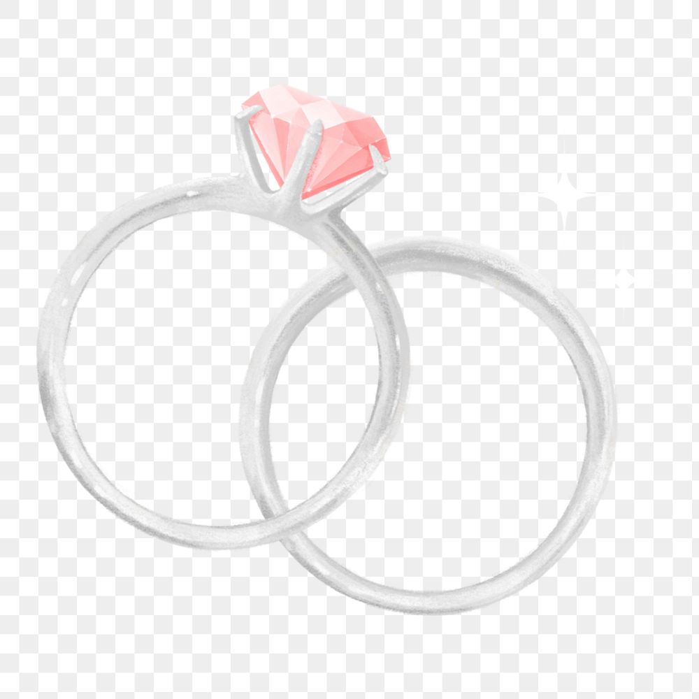 Couple wedding rings png, jewelry illustration, transparent background