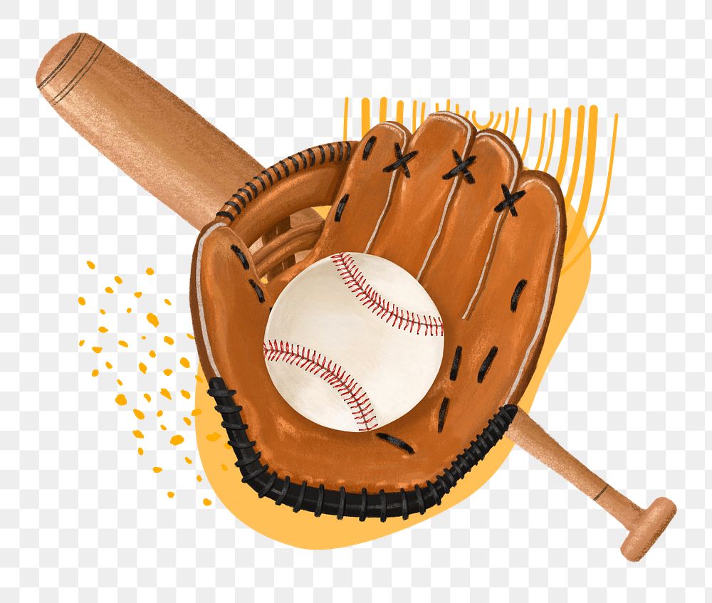 Baseball glove png sticker, sport equipment remix, transparent background