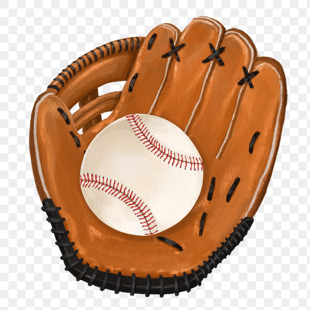 Baseball glove png sticker, sport equipment, transparent background