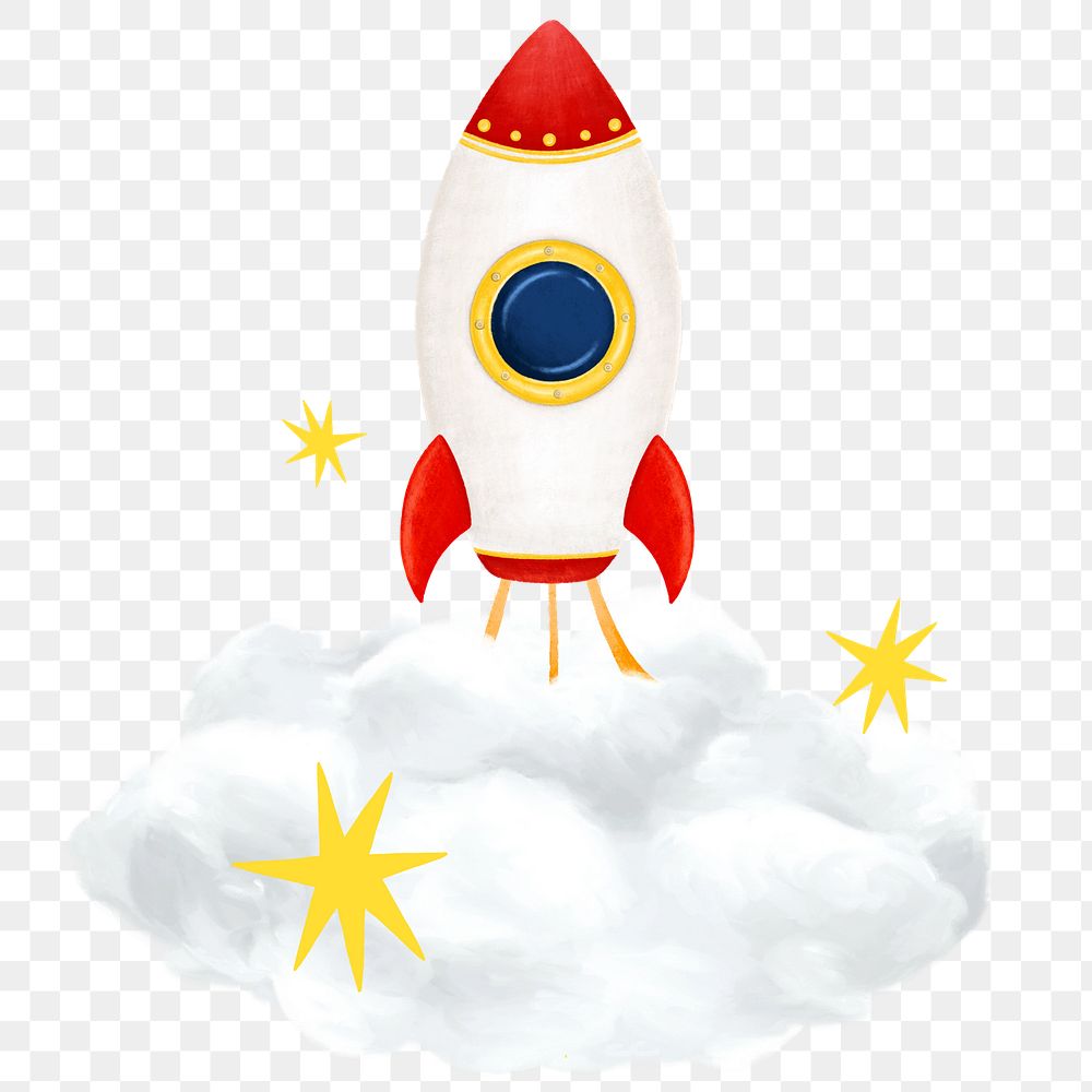 Space rocket launching  png sticker, transparent background