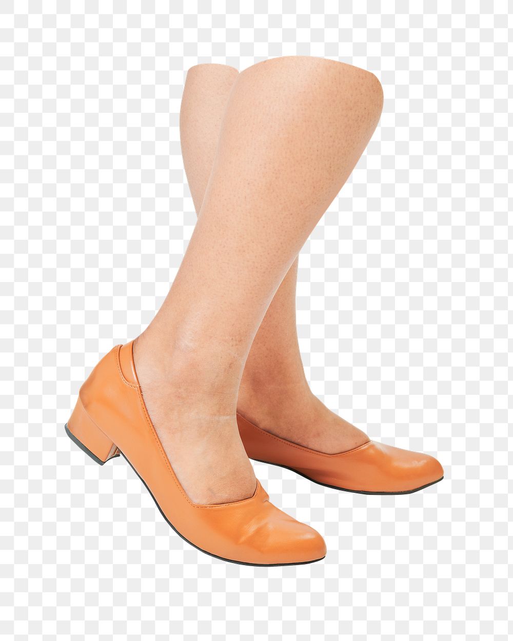 PNG Women's fashion orange leather flat shoes apparel, transparent background