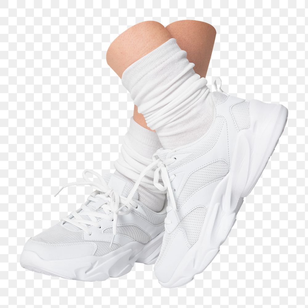 White sneakers png, sportswear, transparent background