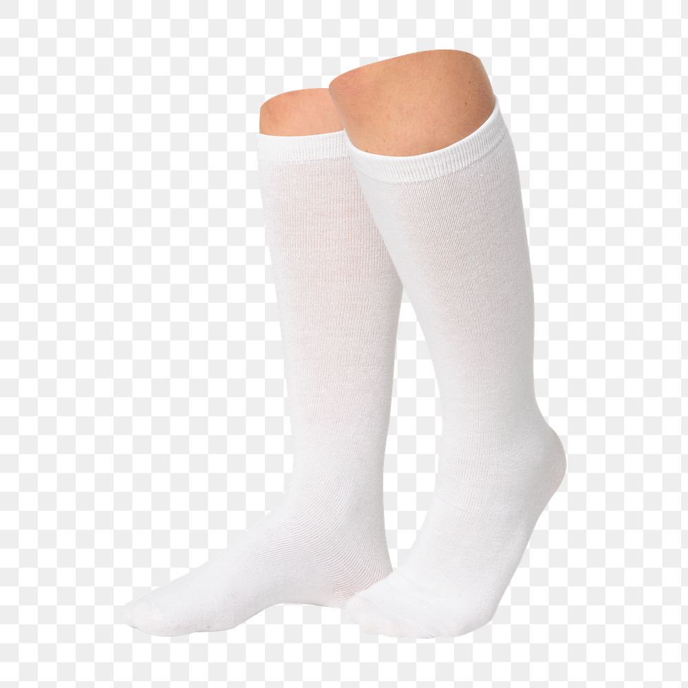 Png white long socks, transparent background