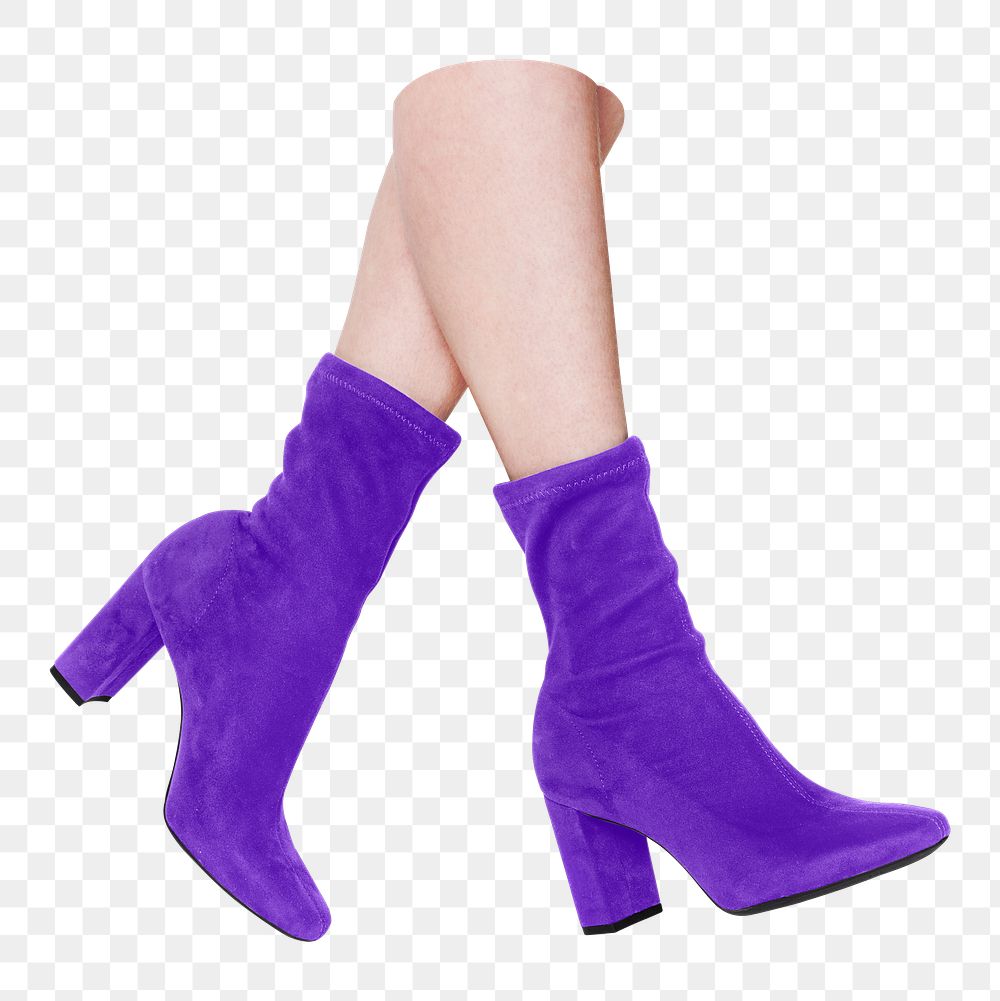 Png velvet purple heeled boots ,transparent background