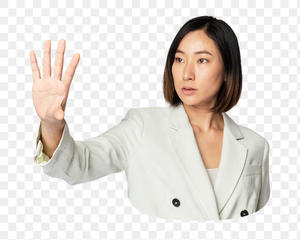 Asian businesswoman png in white formal wear, transparent background