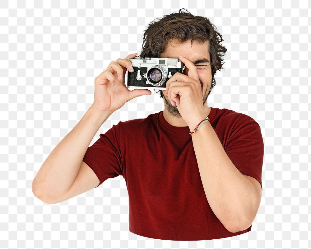 Man png taking photo , transparent background