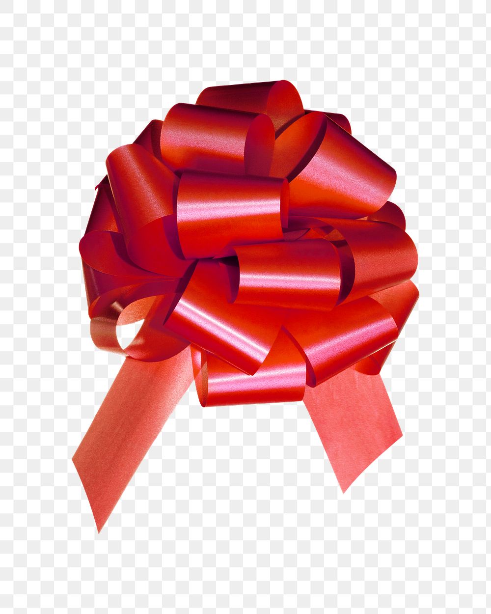 Png red ribbon bow, isolated object, transparent background
