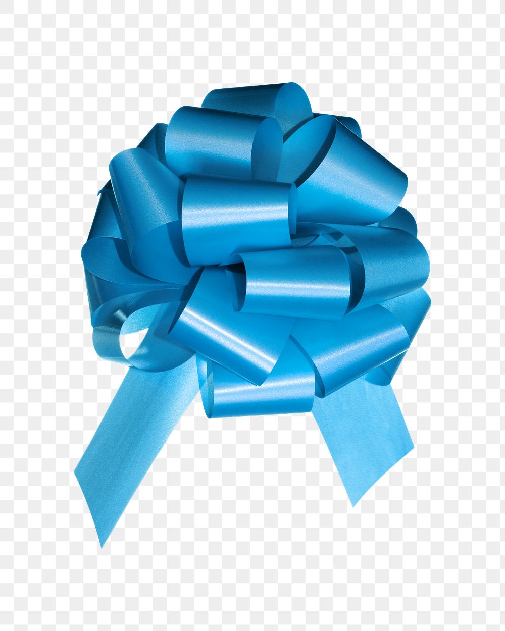 Png blue ribbon bow, isolated object, transparent background