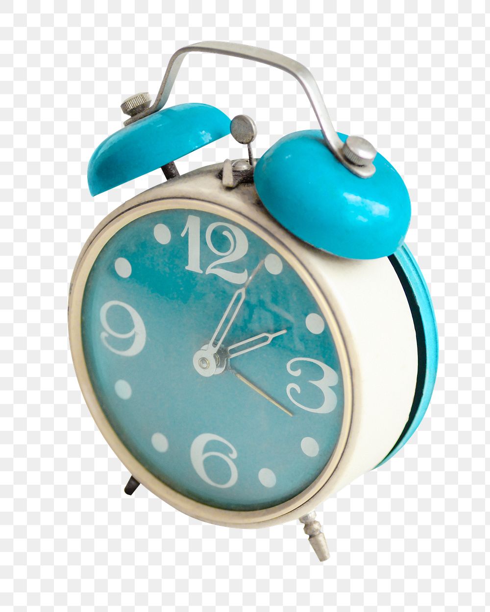 Blue alarm clock png ringing, transparent background
