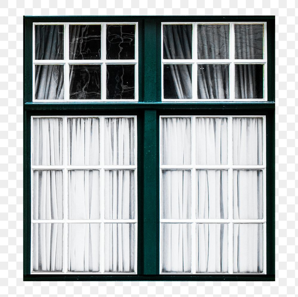 Green window png collage element, transparent background