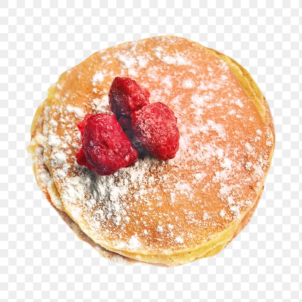 Strawberry breakfast pancake png, transparent background