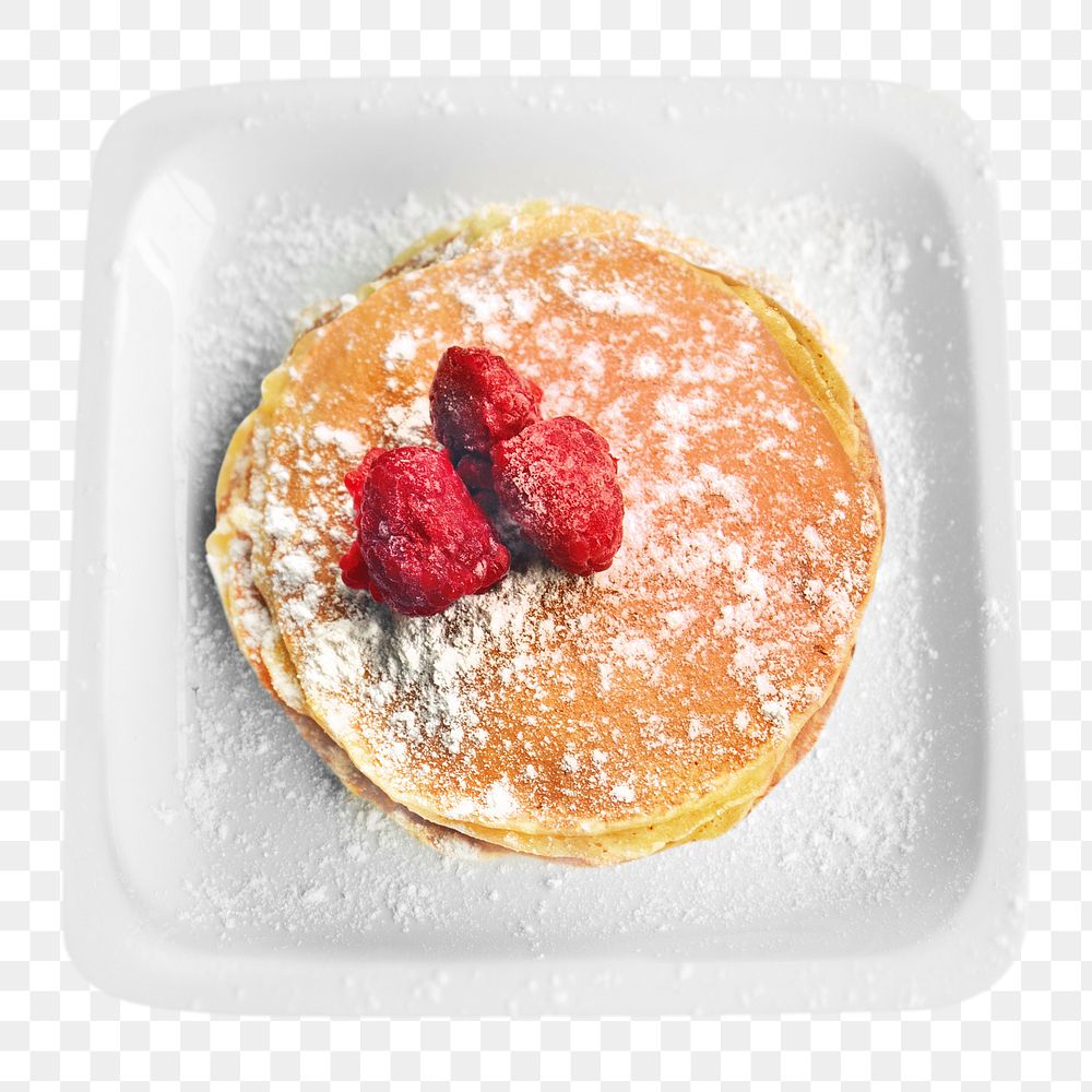 Breakfast strawberry pancake png, transparent background