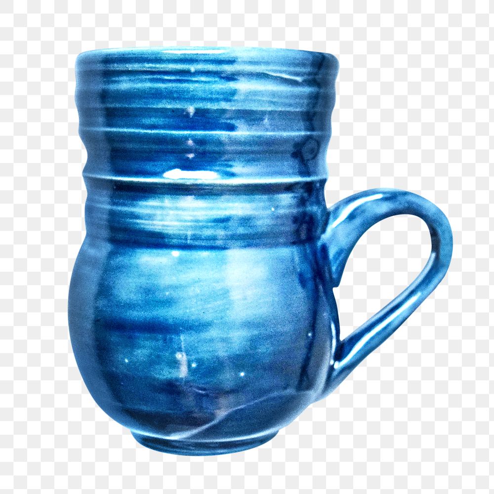 Png blue mugs, isolated object, transparent background
