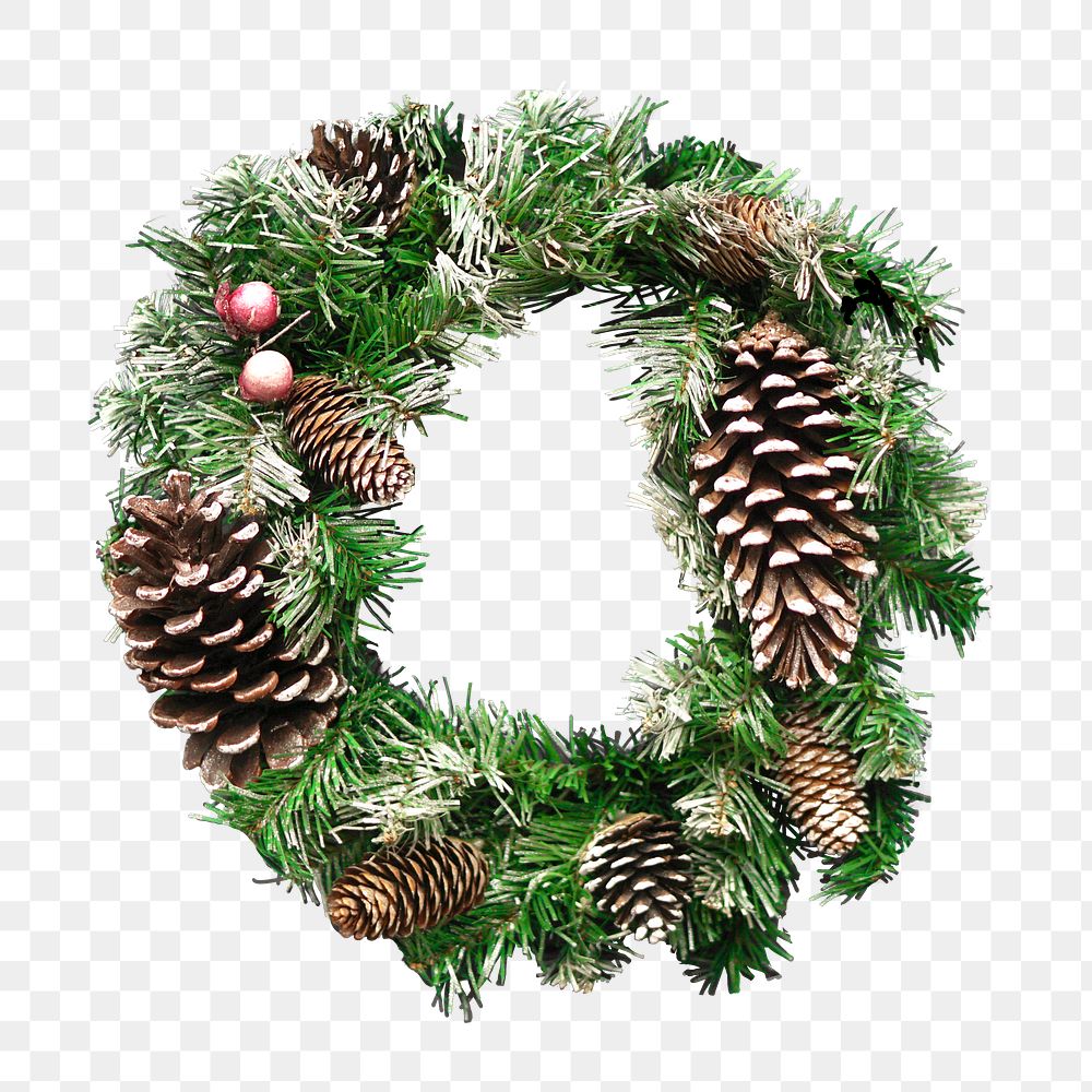 Christmas wreath png, collage element, transparent background