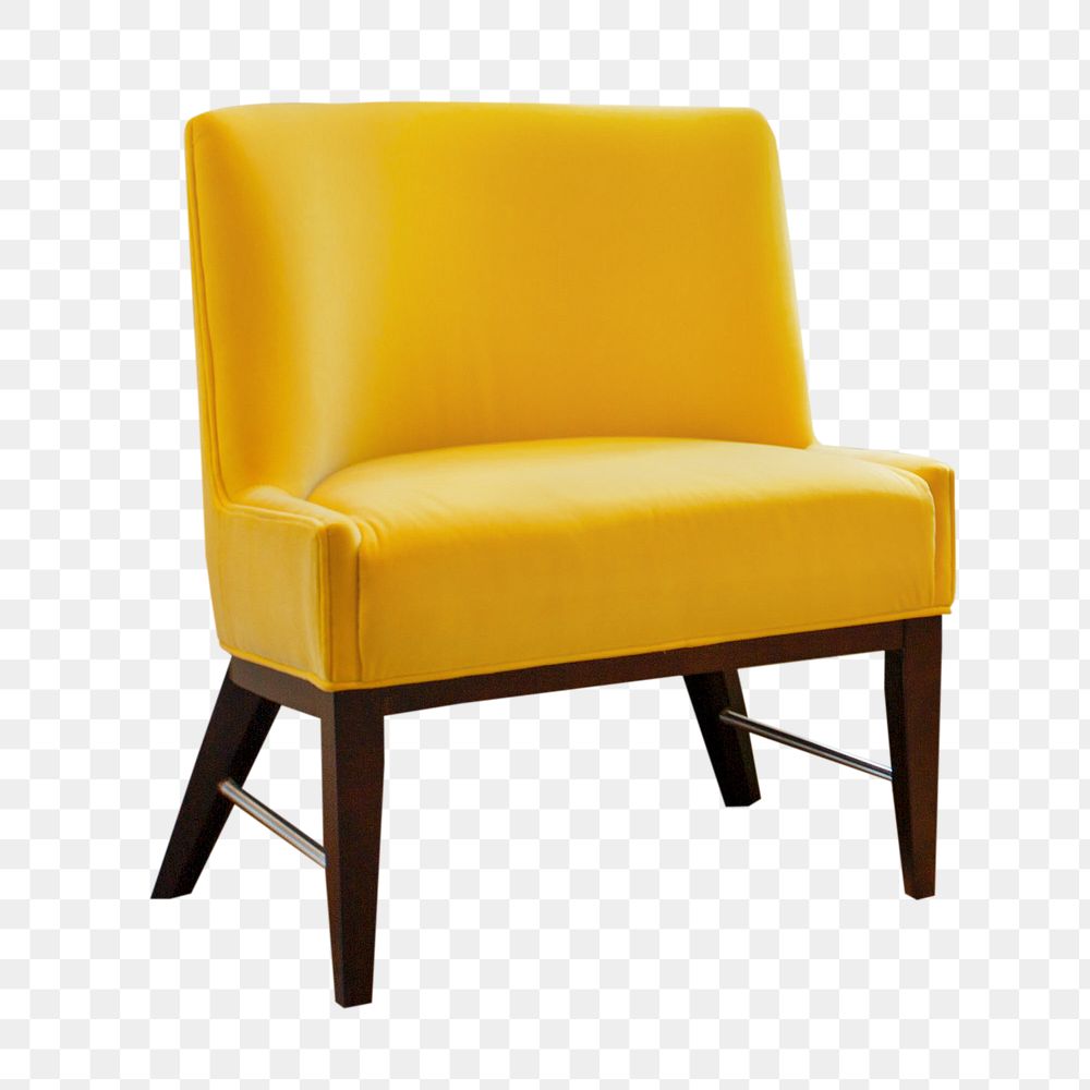 Png yellow padded chairs, isolated object, transparent background