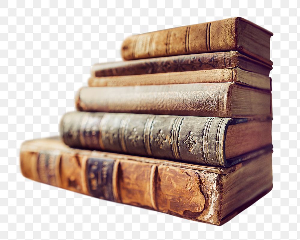 Book stack png vintage collection, transparent background