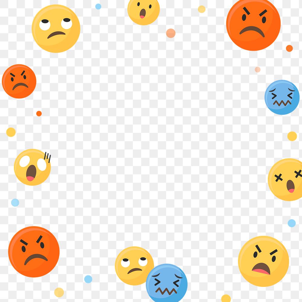 Angry emoticon frame png, transparent background