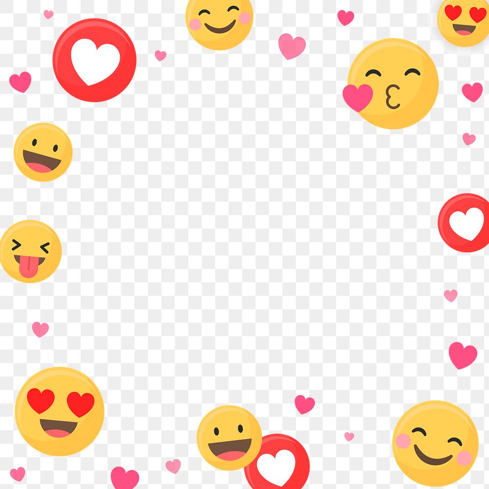 Love emoticon frame png, transparent background