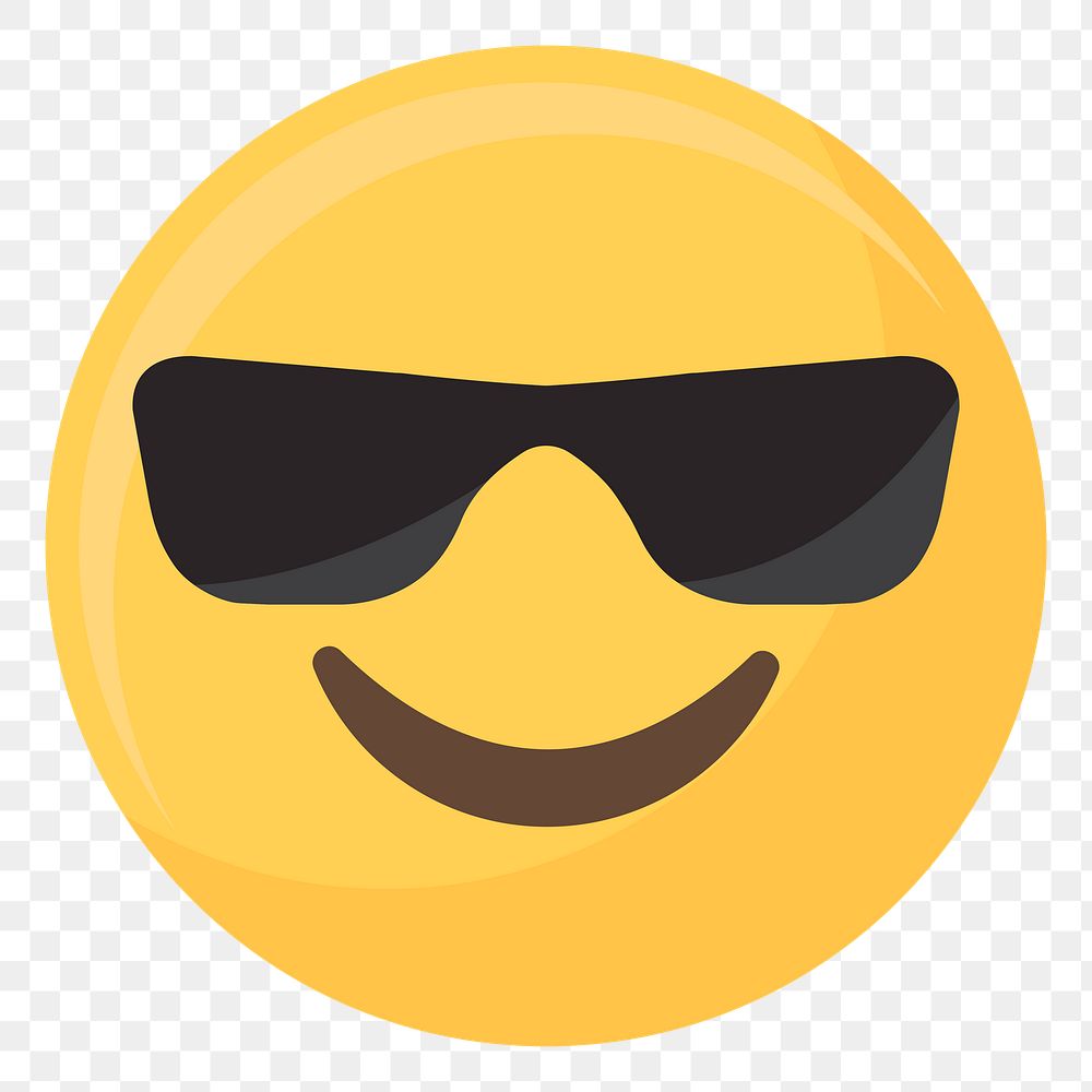 Cool sunglasses emoticon png, transparent background