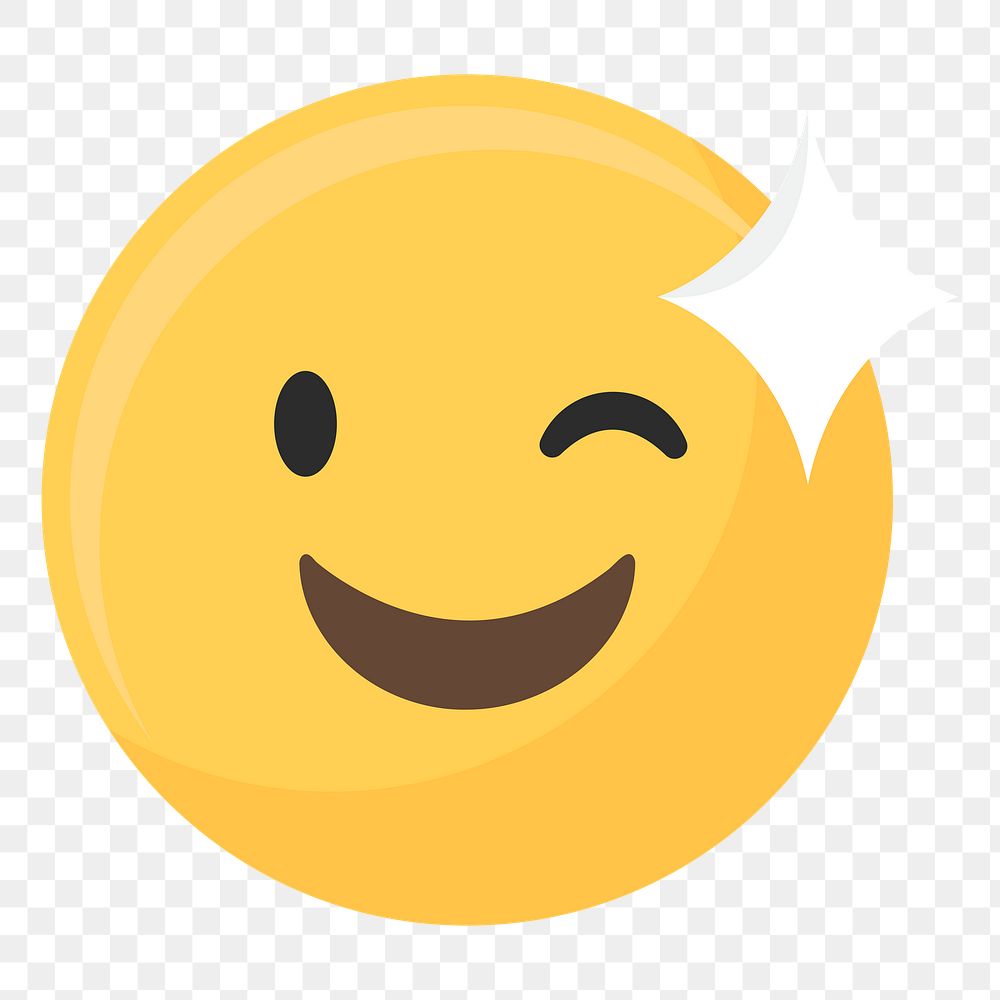 Wink emoticon png, transparent background