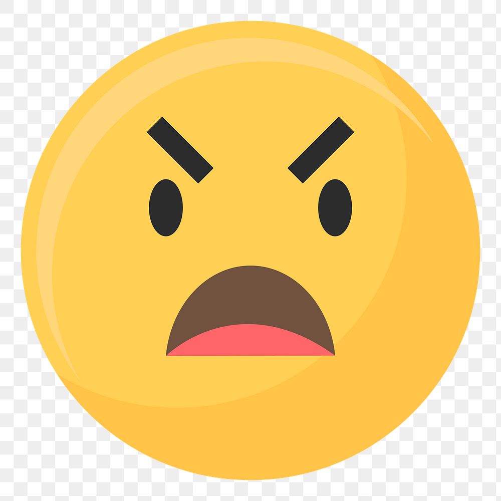 Aggressive emoticon png, transparent background