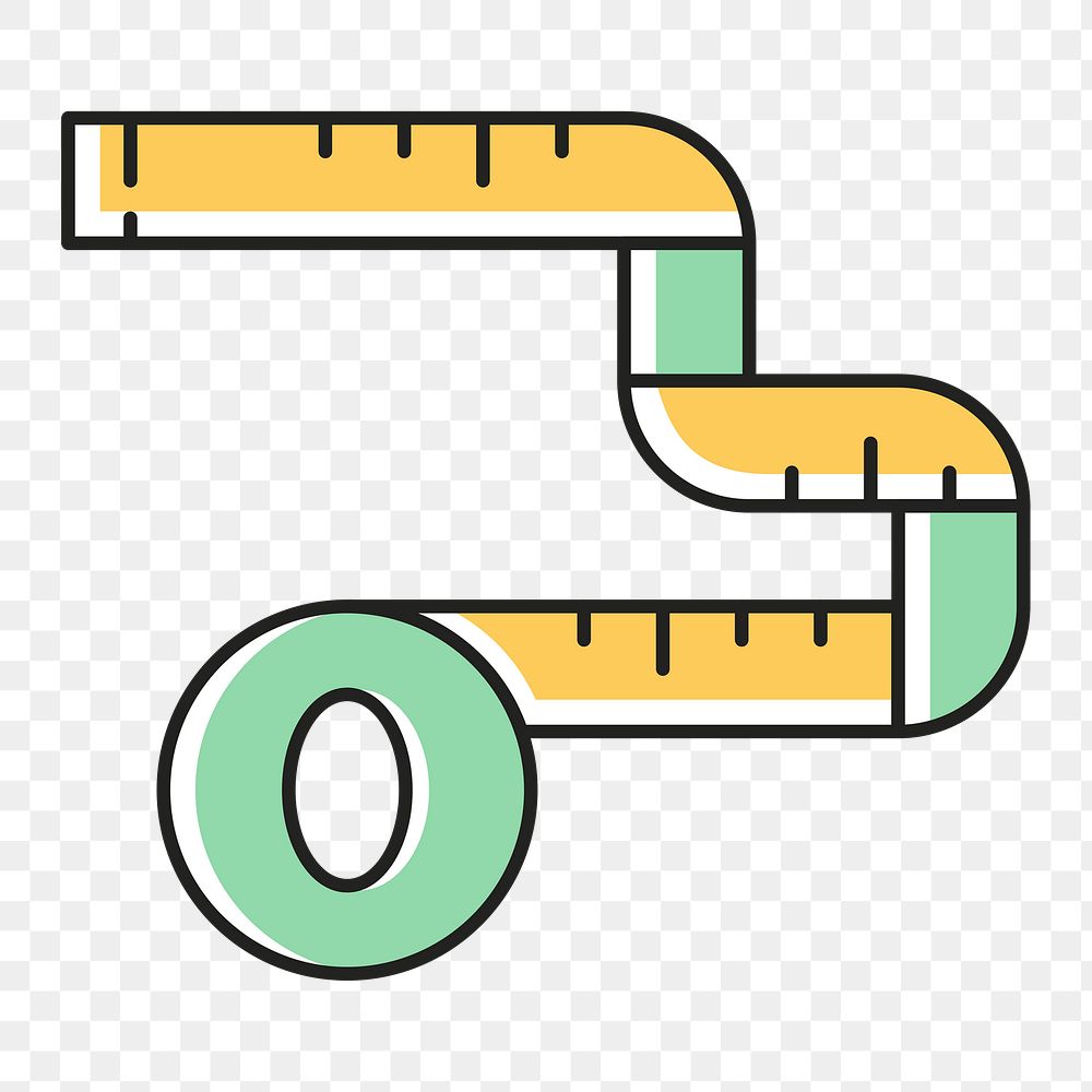 PNG Measuring tape, health & wellness line art illustration, transparent background