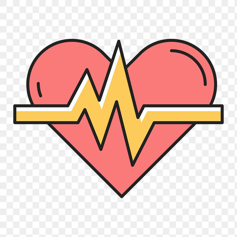 PNG Heartbeat pulse, health & wellness line art illustration, transparent background
