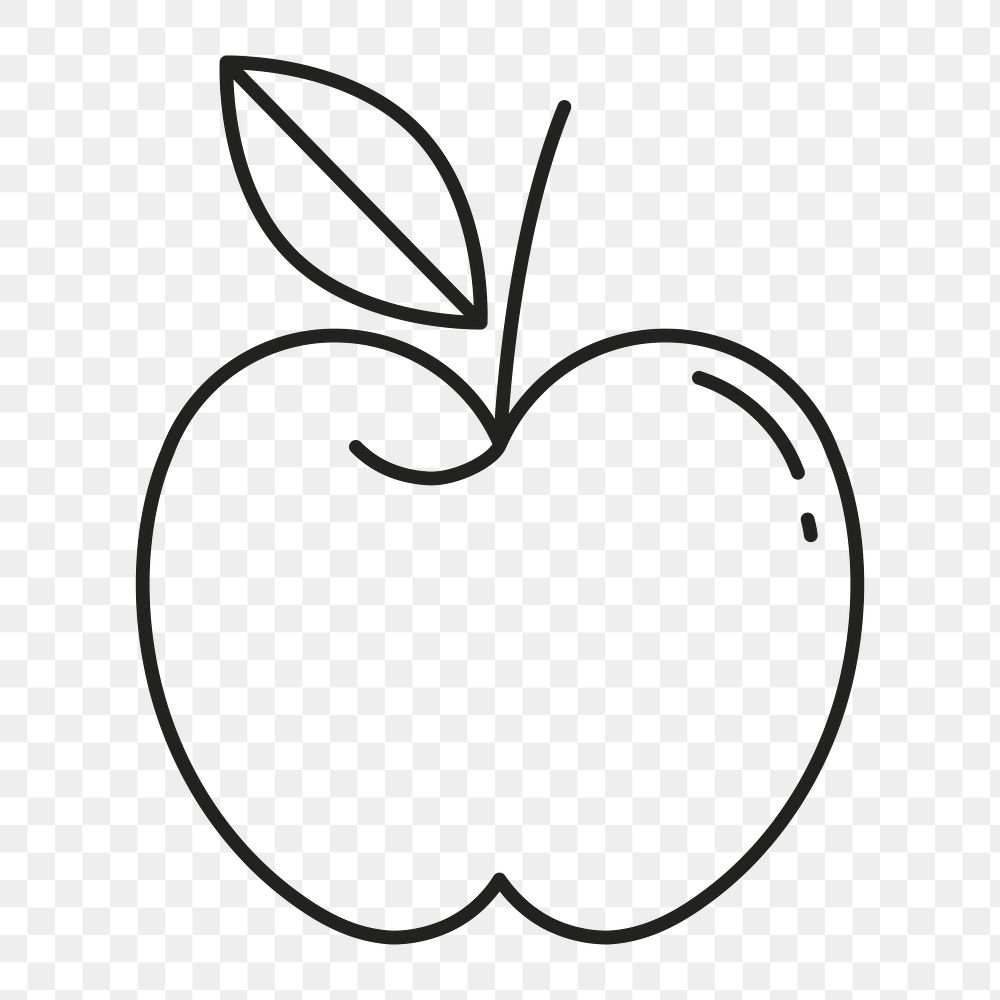 PNG Apple fruit, health & wellness minimal line art illustration, transparent background