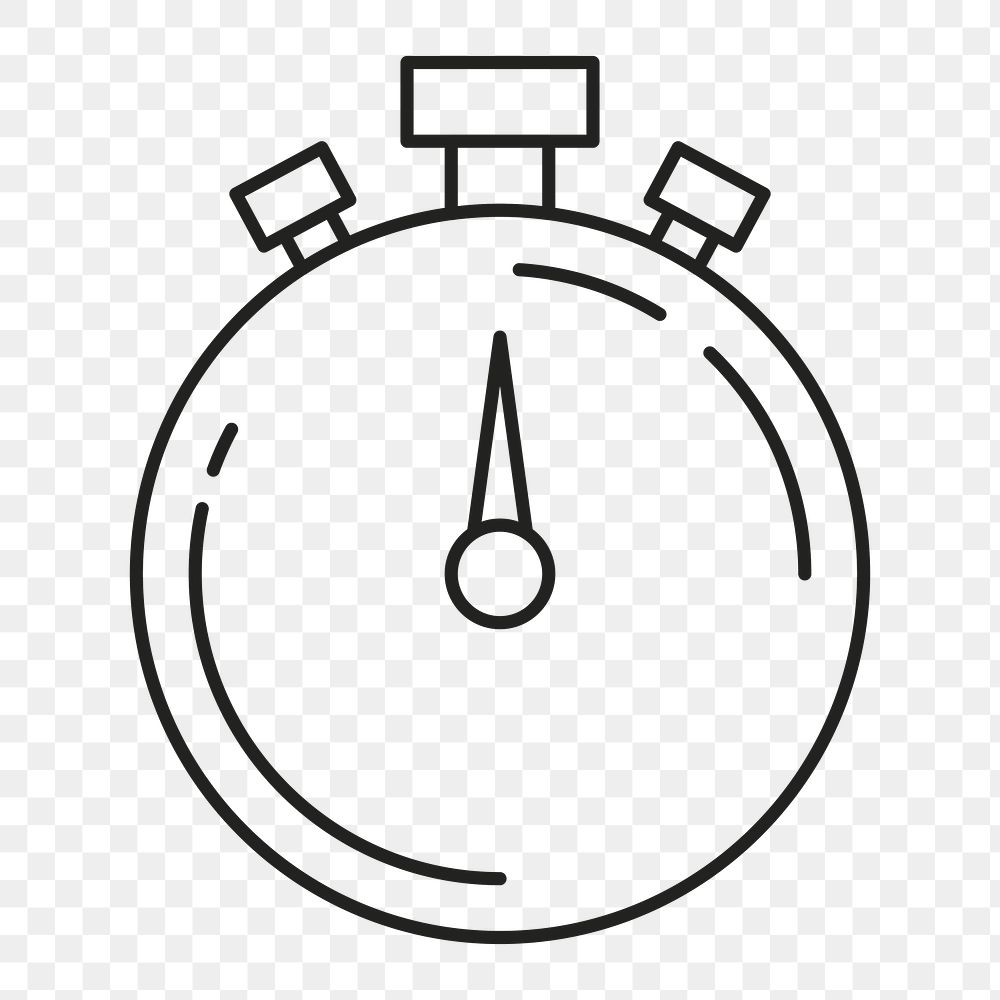 PNG Stopwatch timer, health & wellness minimal line art illustration, transparent background