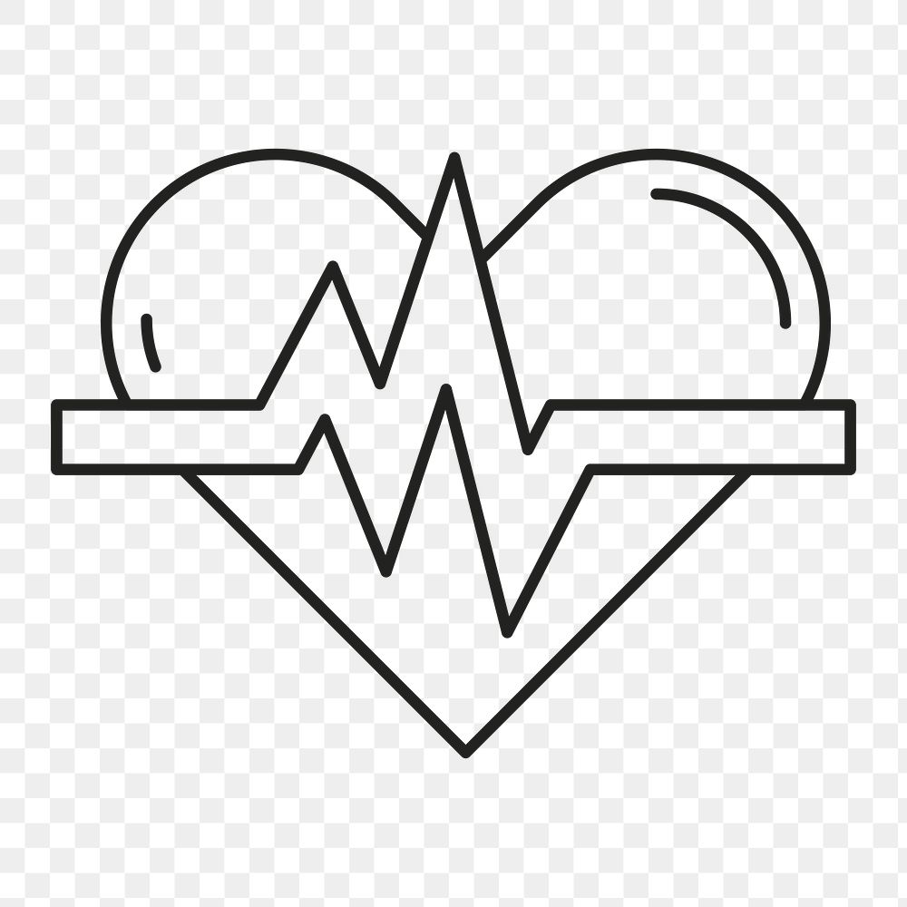 PNG Heartbeat pulse, health & wellness minimal line art illustration, transparent background