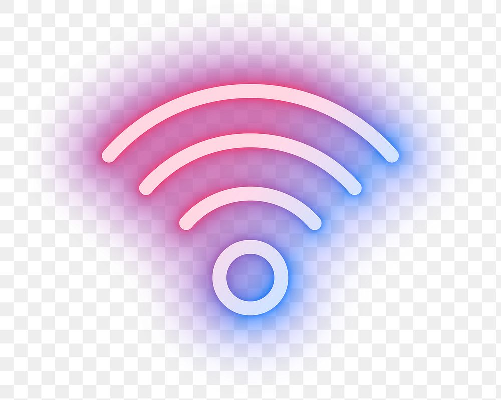 Png wireless internet pink icon for social media app neon style