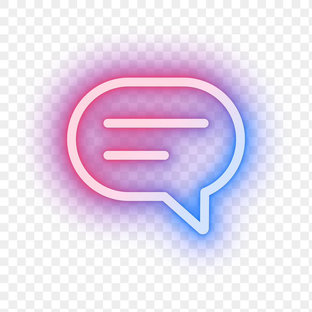 Png message social media icon in pink neon style