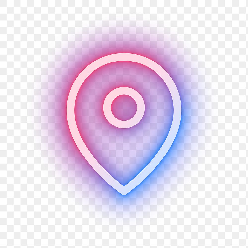 Png location pink icon for social media app neon style