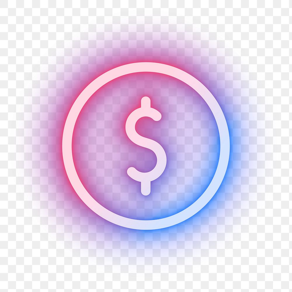 Png currency social media icon in pink neon style