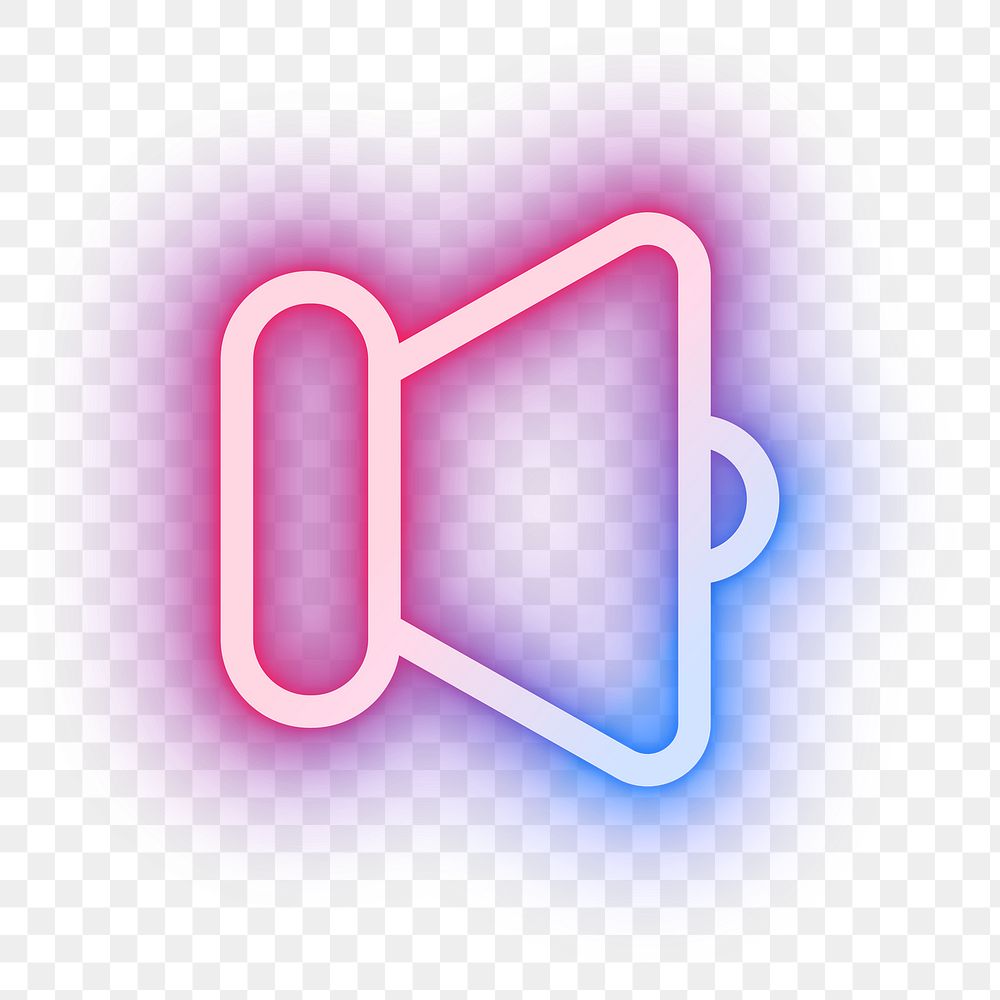 Png speaker volume pink icon for social media app neon style