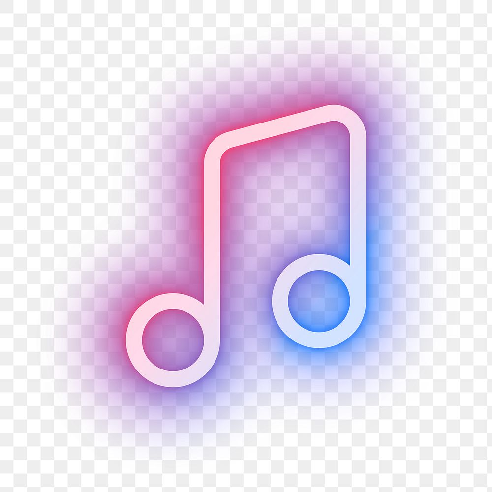 Png music note icon pink for social media app neon style