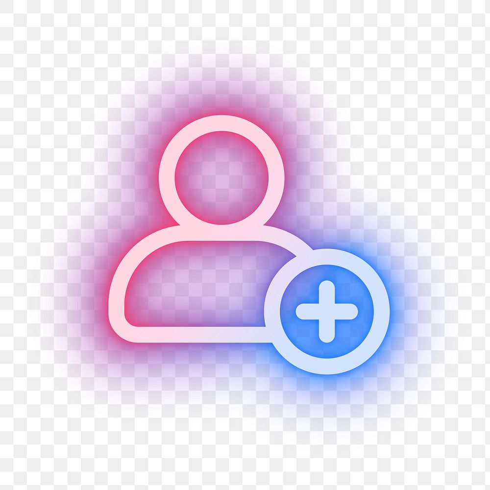 Png add friend pink icon for social media app neon style