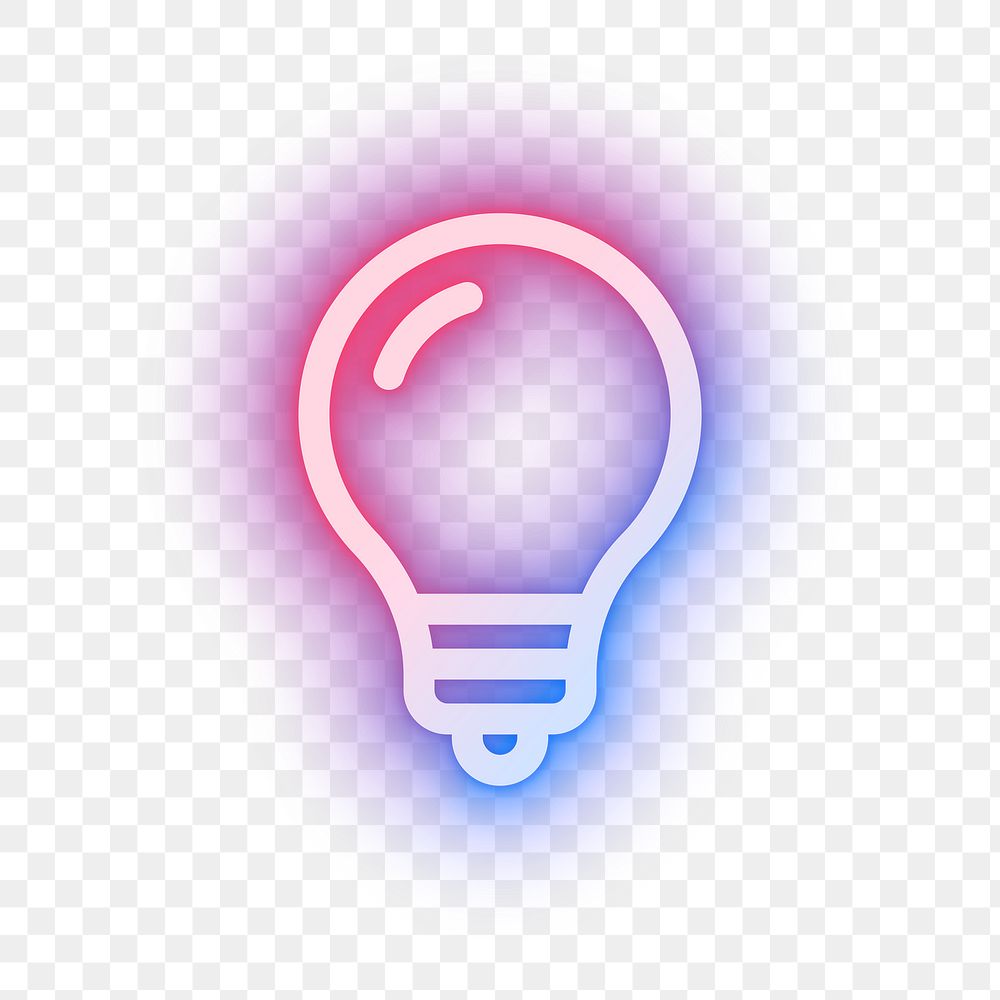 Png light bulb pink icon for social media app neon style