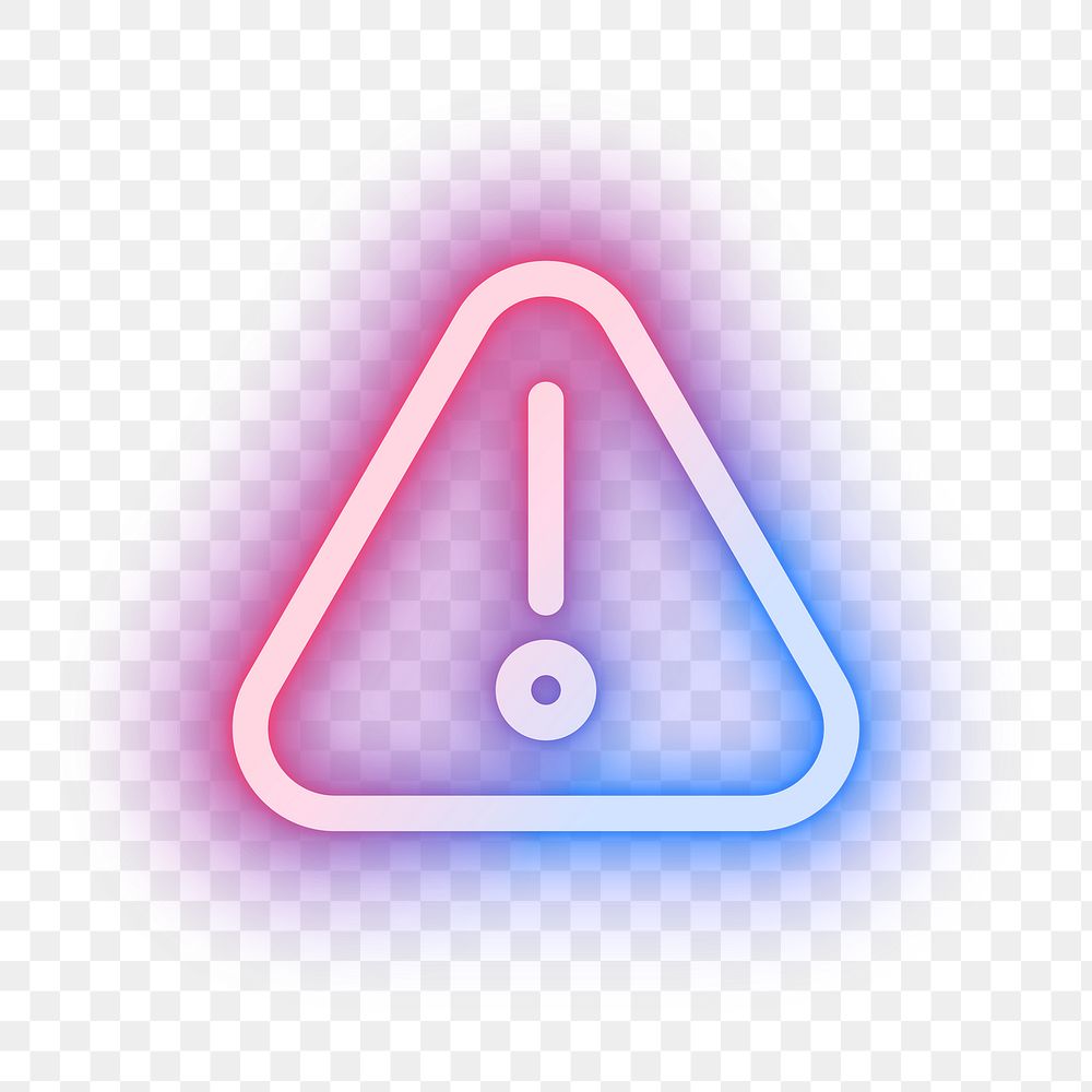 Warning png social media icon in pink neon style