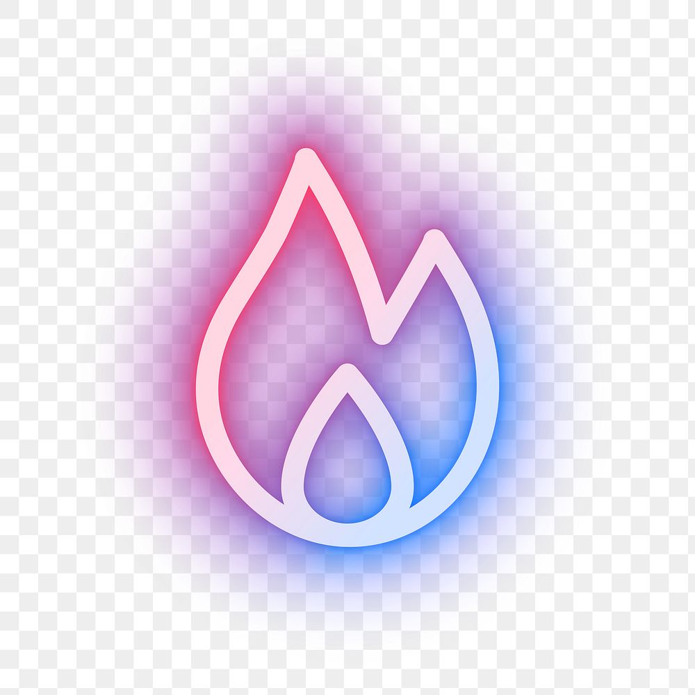 Png social media lit fire icon awesome impression in neon style