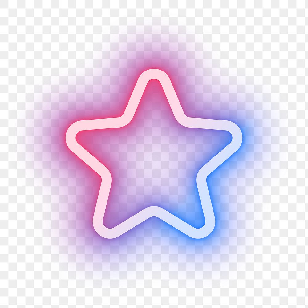 Star neon pink icon png for social media app