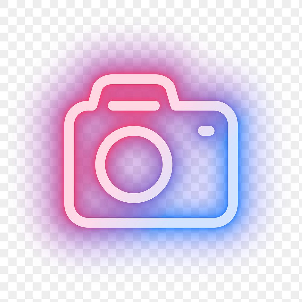 Camera neon pink icon png for social media app