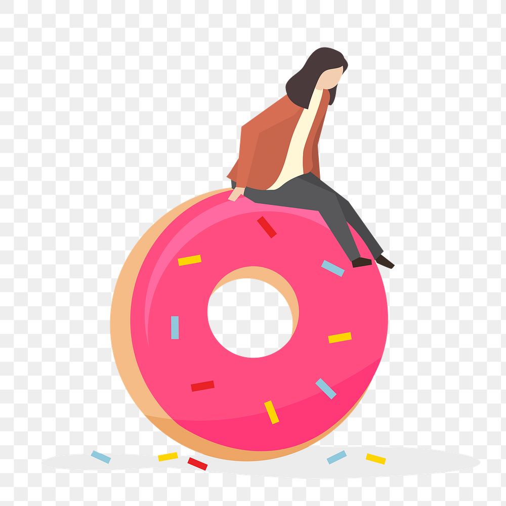 Donut png illustration, cute clipart on transparent background