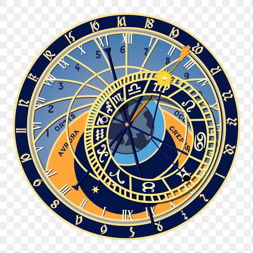 Prague Astronomical Clock clipart.