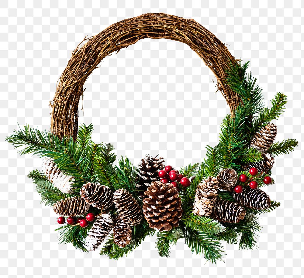 Christmas wreath png, isolated object, transparent background